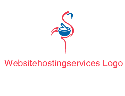 flamingo holding pestle mortar logo icon