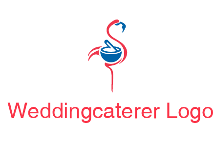 flamingo holding pestle mortar logo icon