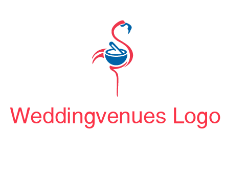 flamingo holding pestle mortar logo icon