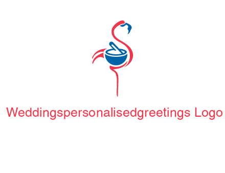 flamingo holding pestle mortar logo icon