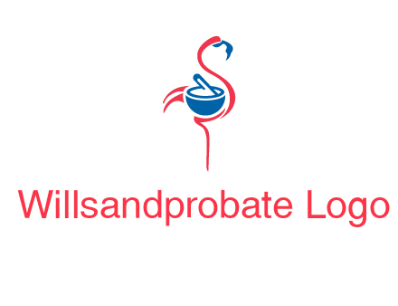 flamingo holding pestle mortar logo icon