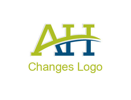 two curved lines passing between letters A an H