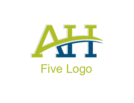 two curved lines passing between letters A an H