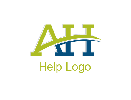 two curved lines passing between letters A an H