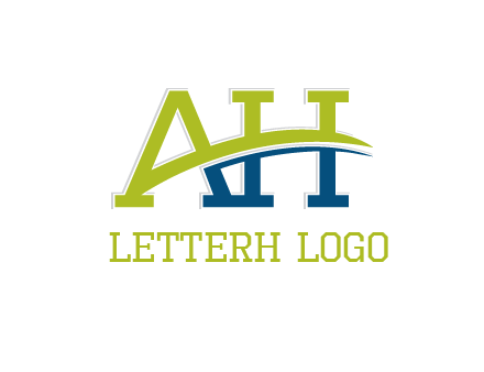 two curved lines passing between letters A an H
