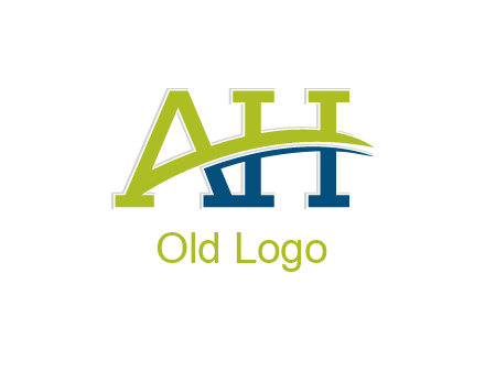 two curved lines passing between letters A an H