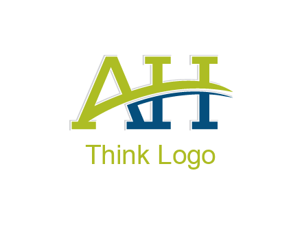 two curved lines passing between letters A an H
