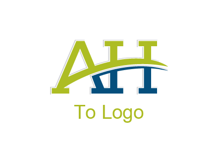 two curved lines passing between letters A an H