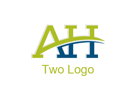 two curved lines passing between letters A an H
