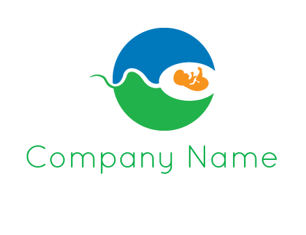 sperm with fetus in circle childcare logo