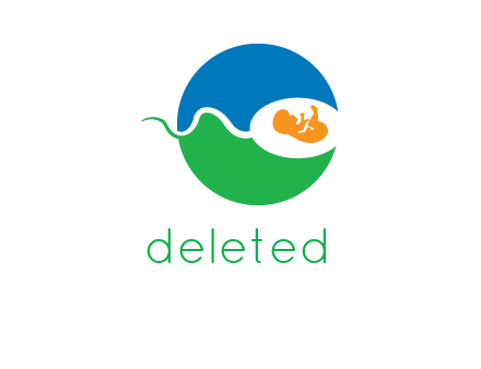 sperm with fetus in circle childcare logo