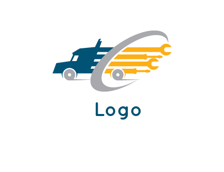truck logo with screwdriver and wrench