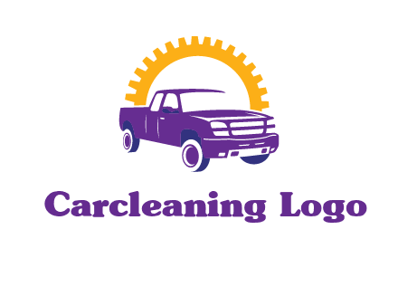 pickup truck logo with cogwheel gears icon
