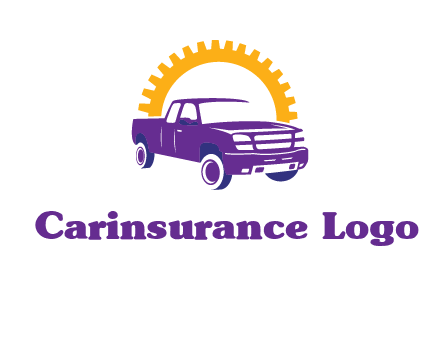 pickup truck logo with cogwheel gears icon