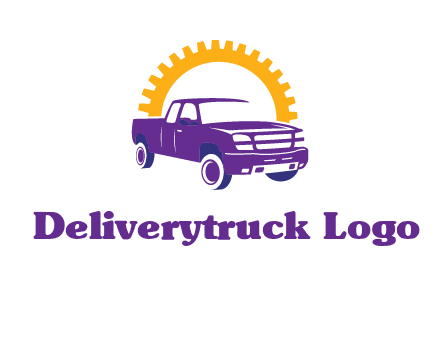 pickup truck logo with cogwheel gears icon