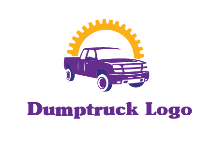 pickup truck logo with cogwheel gears icon