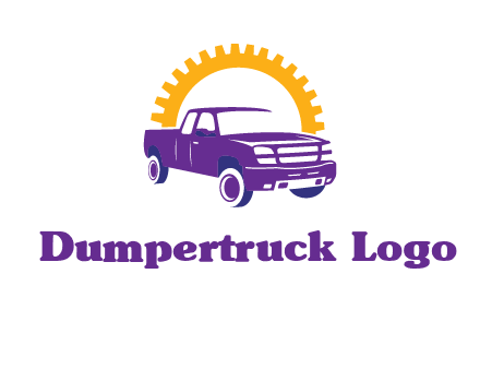 pickup truck logo with cogwheel gears icon