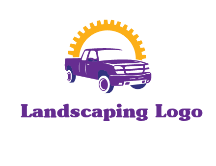pickup truck logo with cogwheel gears icon