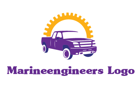 pickup truck logo with cogwheel gears icon