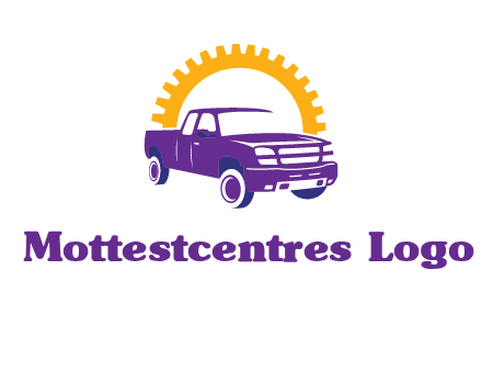 pickup truck logo with cogwheel gears icon