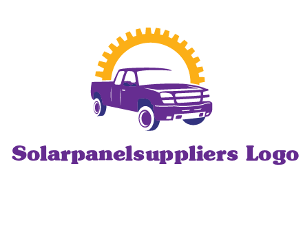 pickup truck logo with cogwheel gears icon