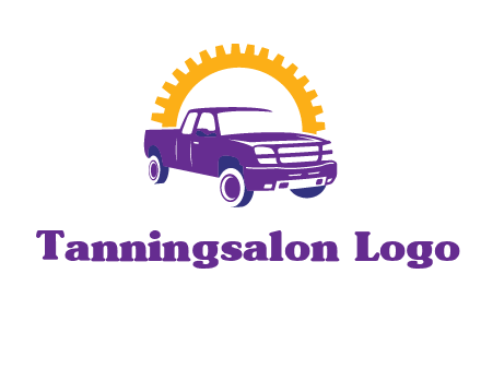 pickup truck logo with cogwheel gears icon