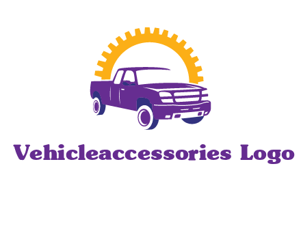 pickup truck logo with cogwheel gears icon