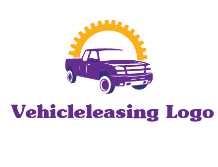 pickup truck logo with cogwheel gears icon