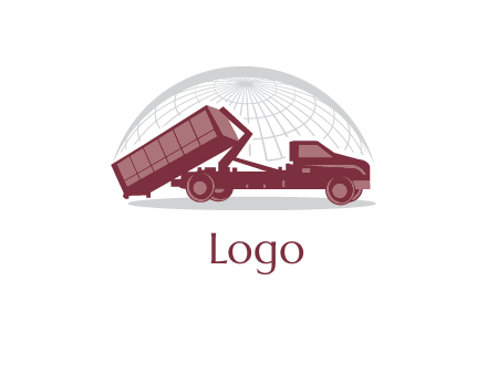 tipper or dump truck with global icon