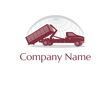 tipper or dump truck with global icon