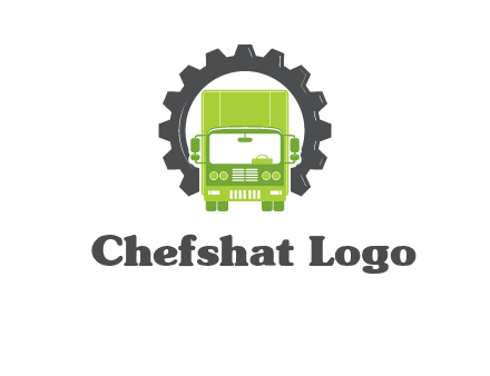 construction truck in a gear icon