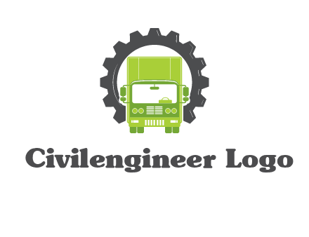 construction truck in a gear icon