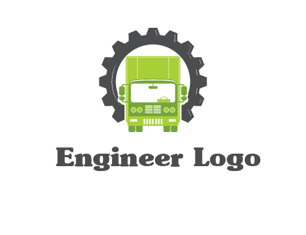 construction truck in a gear icon