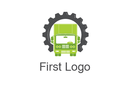 construction truck in a gear icon