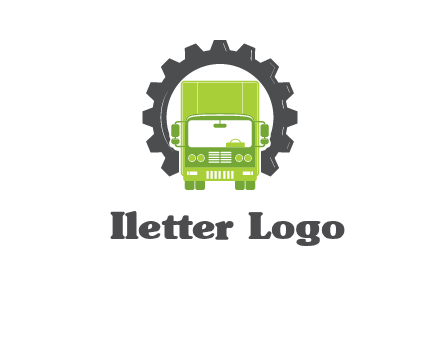 construction truck in a gear icon