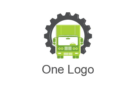 construction truck in a gear icon