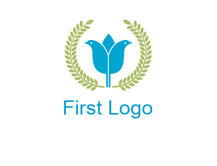 2 birds in leaf branch logo
