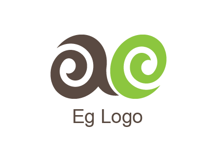 swirls forming lowercase letters a and e