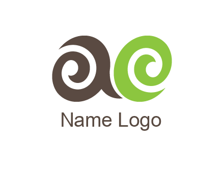 swirls forming lowercase letters a and e