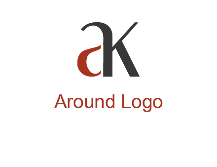 lowercase letters A and K joined 