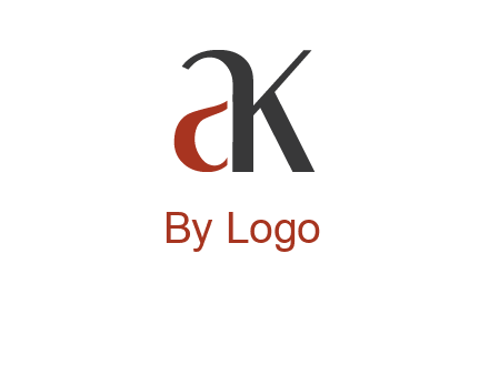 lowercase letters A and K joined 