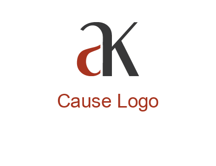 lowercase letters A and K joined 