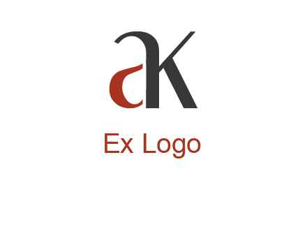 lowercase letters A and K joined 