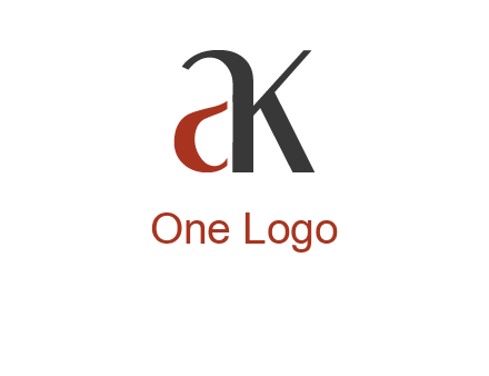 lowercase letters A and K joined 