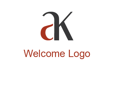 lowercase letters A and K joined 