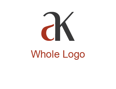 lowercase letters A and K joined 