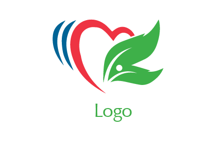 leaves and swoosh heart logo
