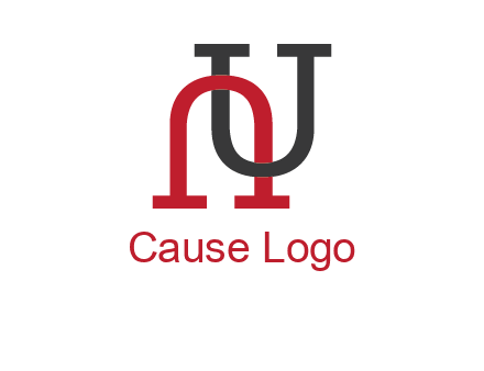 upside down U intertwined in a normal U letter 