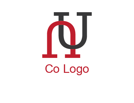 upside down U intertwined in a normal U letter 