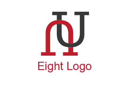 upside down U intertwined in a normal U letter 